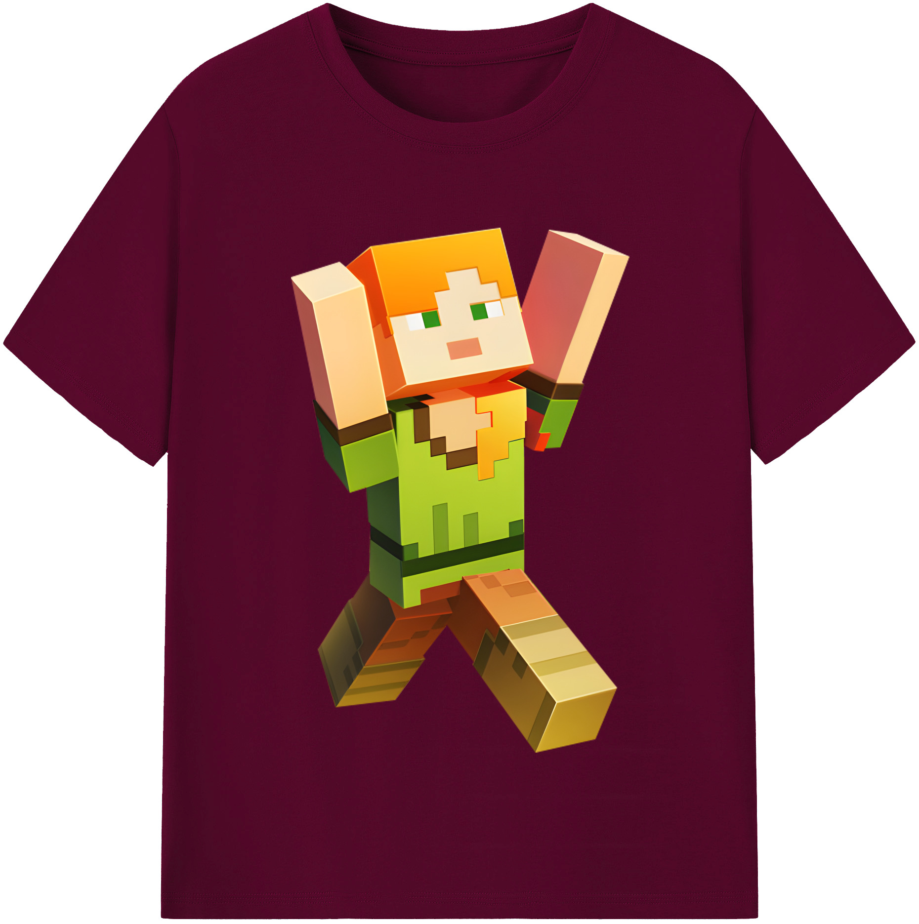 （画像用） マインクラフト ブロックの世界 Minecraft MC Block world レディースカジュアルプリントTシャツ（綿100％）